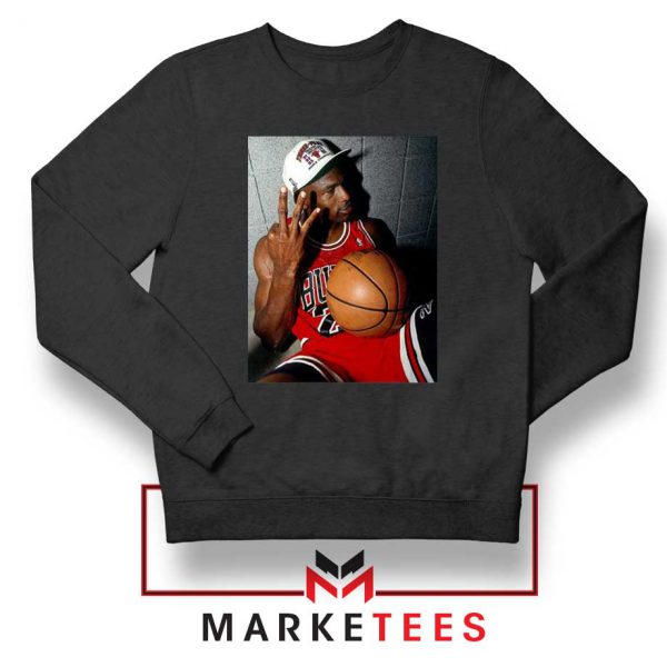 Michael Jordan Three Peat Black Sweatshirt