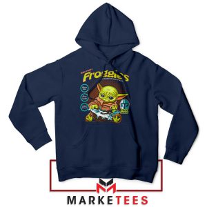 A Stylish Baby Yoda Froggies Navy Hoodie