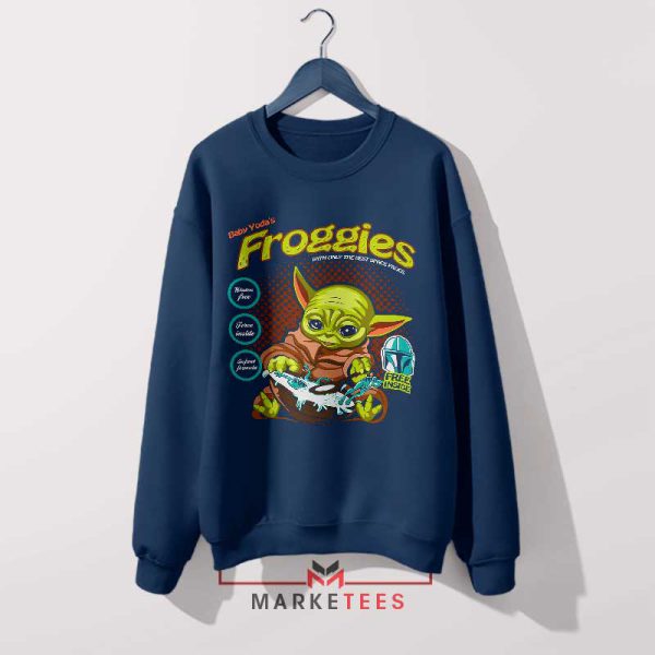 A Stylish Baby Yoda Froggies Navy Sweatshirt