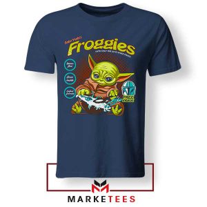 A Stylish Baby Yoda Froggies Navy Tshirt