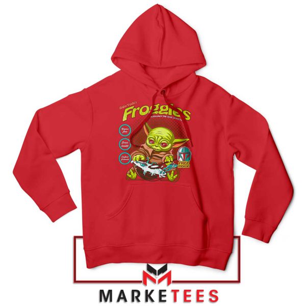 A Stylish Baby Yoda Froggies Red Hoodie