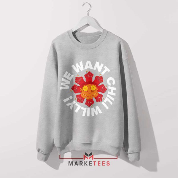 Barney Face Red Hot Chili Peppers Grey Sweatshirt