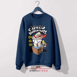 Cartoon Captain Underpants Books Navy Sweatshirt