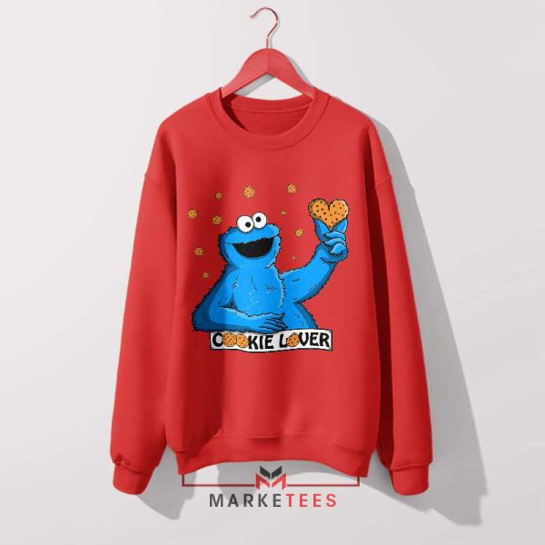 Cute and Soft Cookie Monster Hand Red Sweatshirt