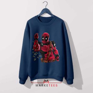 Deadpool 3 With Salt Bae Funny Navy Sweatshirt