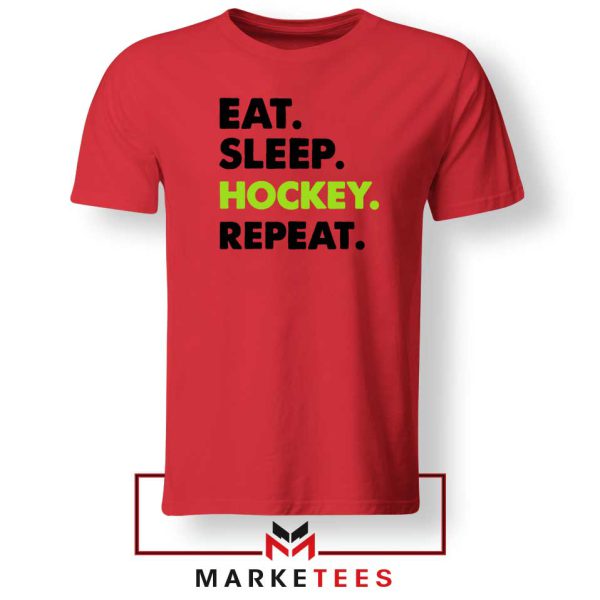 Eat Sleep Hockey Repeat Red Tshirt