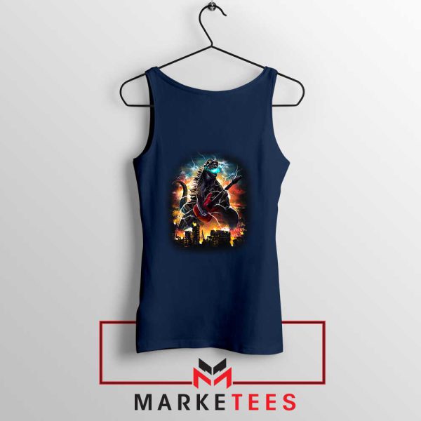 Godzilla Solos Rock Guitar Navy Tank Top