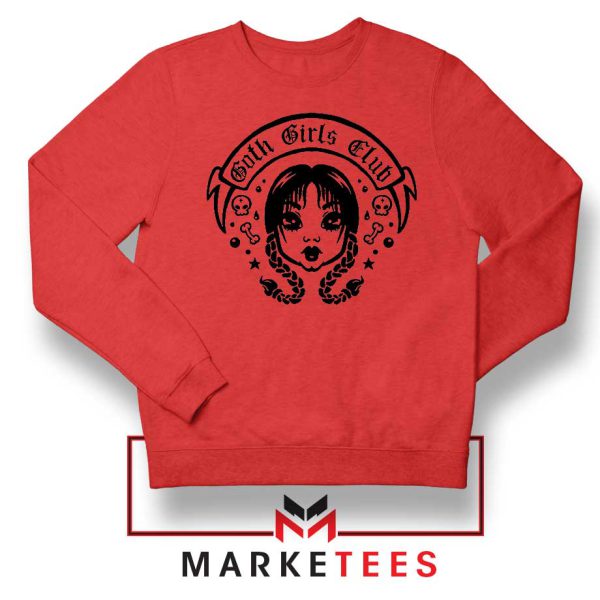 Goth Girls Club Wednesday Addams Red Sweatshirt