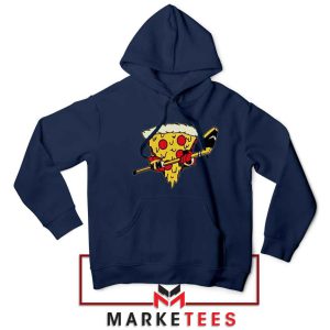 Ice Hockey Pizza Funny Navy Hoodie