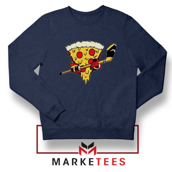 ce Hockey Pizza Funny Navy Sweatshirt