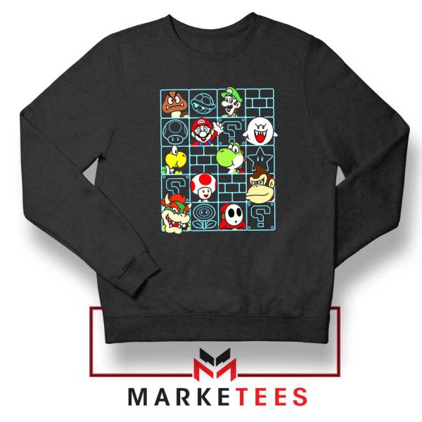 Mario Characters Game Series Black Sweatshirt