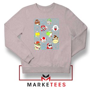 Mario Characters Game Series Grey Sweatshirt