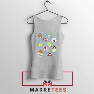 Mario Characters Game Series Grey Tank Top