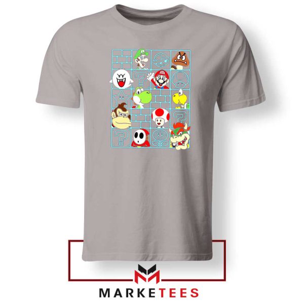 Mario Characters Game Series Grey Tshirt