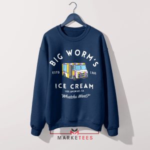 Meme Big Worm Ice Cream Truck Navy Sweatshirt