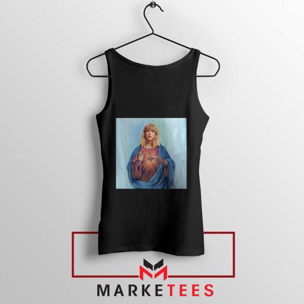 Saint Jesus Taylor Swift Paint Black Tank Top