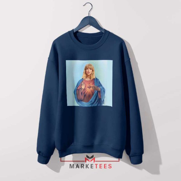 Saint Jesus Taylor Swift Paint Navy Sweatshirt