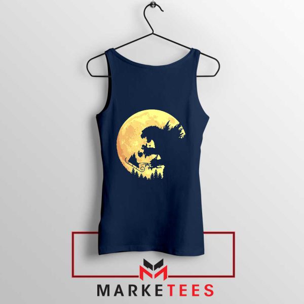 The Moon Christmas Monster Godzilla Navy Tank Top