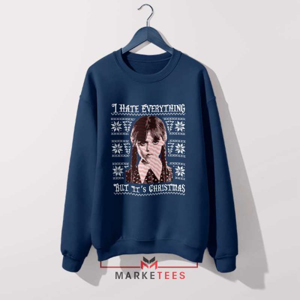 Wednesday Series I Hate Everything Navy Sweatshirt