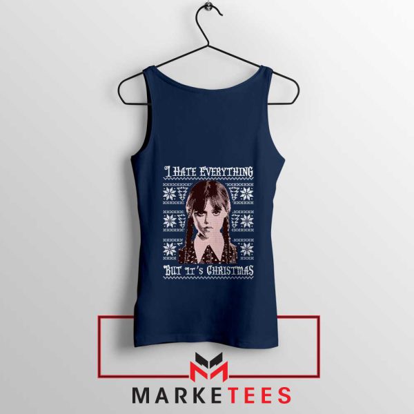 Wednesday Series I Hate Everything Navy Tank Top