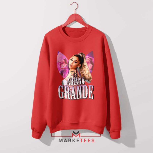 7 Rings Fashion Side to Side with Ariana Grande Red Sweatshirt