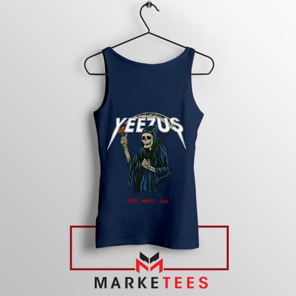 Controversial Yeezus God Wants You Navy Tank Top