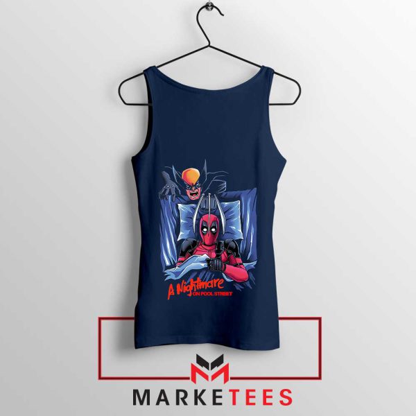 Deadpool 3 A Nightmare On Elm Street Navy Tank Top