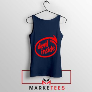 Devil Inside Intel Powered Parody Navy Tank Top