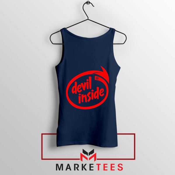 Devil Inside Intel Powered Parody Navy Tank Top