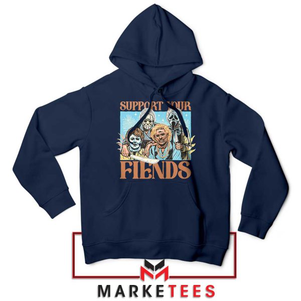 Freddy, Michael Myers, Jigsaw's Friends Navy Hoodie