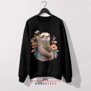 Go Slow with a Smile Beauty Sloth Black Sweatshirt