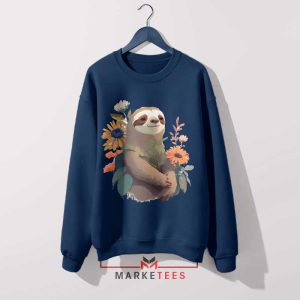 Go Slow with a Smile Beauty Sloth Navy Sweatshirt