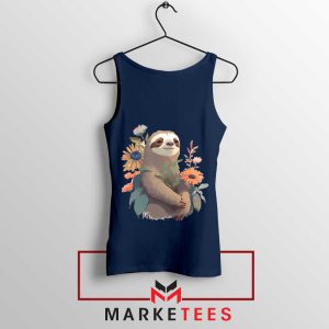 Go Slow with a Smile Beauty Sloth Navy Tank Top