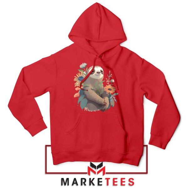 Go Slow with a Smile Beauty Sloth Red Hoodie