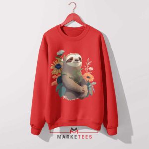 Go Slow with a Smile Beauty Sloth Red Sweatshirt