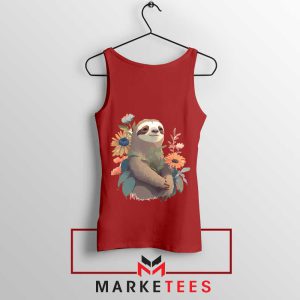 Go Slow with a Smile Beauty Sloth Red Tank Top