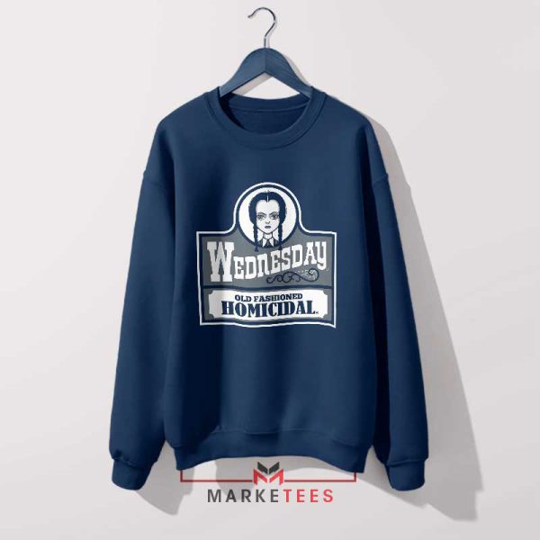 Gothic Whimsical Darkness Wednesday Addams Navy Sweatshirt