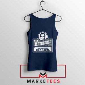 Gothic Whimsical Darkness Wednesday Addams Navy Tank Top