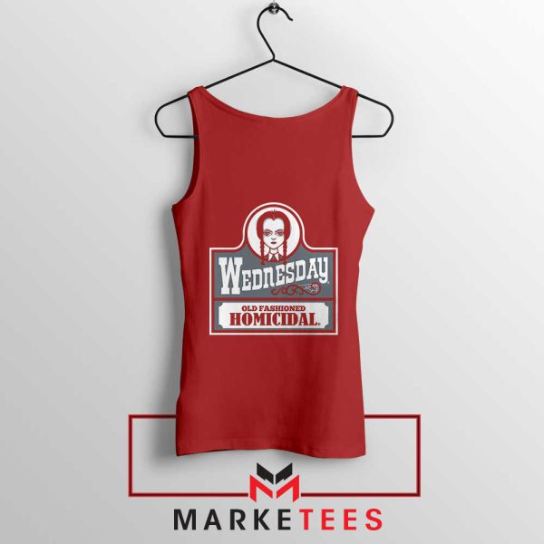 Gothic Whimsical Darkness Wednesday Addams Red Tank Top