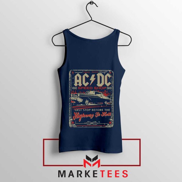 High Voltage Rock Out in This AC DC Navy Tank Top