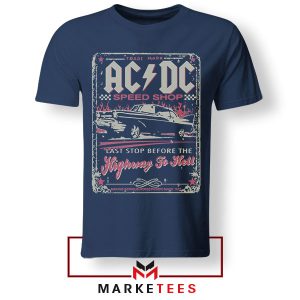 High Voltage Rock Out in This AC DC Navy Tshirt