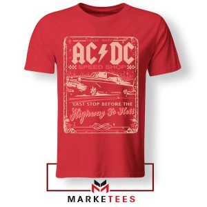 High Voltage Rock Out in This AC DC Red Tshirt