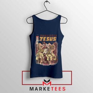 Jesus Funny Jurassic World Dominion Navy Tank Top