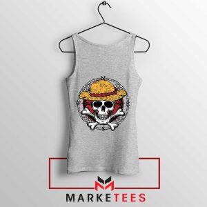 Monkey D Luffy Jolly Roger Face Grey Tank Top