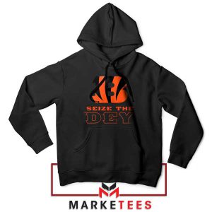 Orange and Black Who Dey Black Hoodie