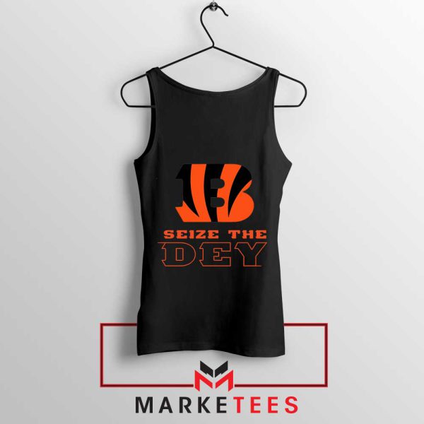 Orange and Black Who Dey Black Tank Top