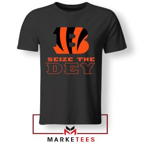 Orange and Black Who Dey Black Tshirt