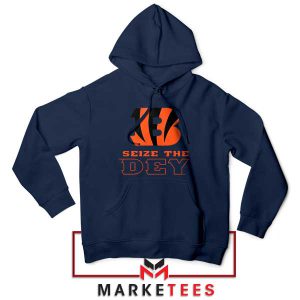 Orange and Black Who Dey Navy Hoodie