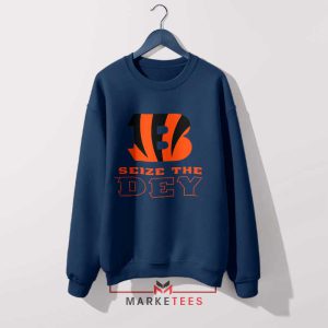 Orange and Black Who Dey Navy Sweatshirt