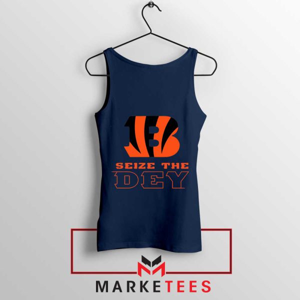 Orange and Black Who Dey Navy Tank Top